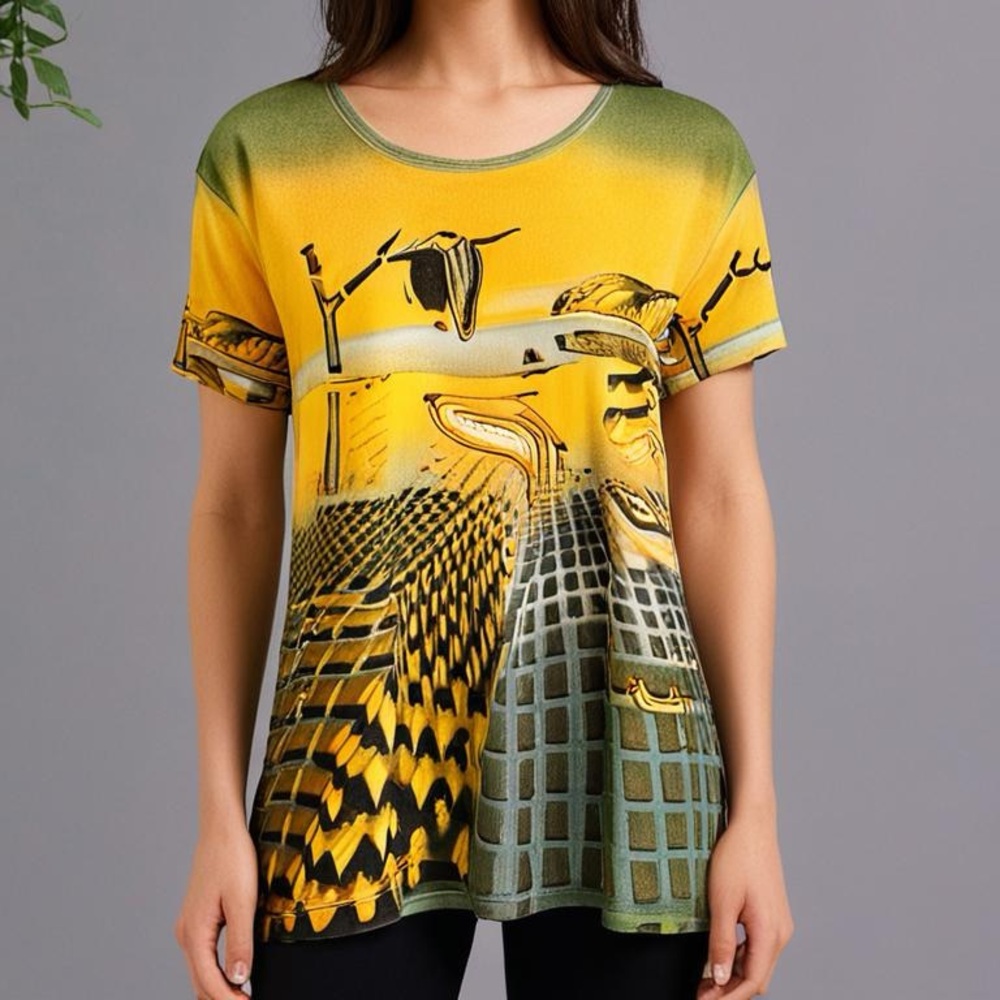 Dali Melting Clock Soft Watch Space Surrealism Fine Art Print T-shirt XL
